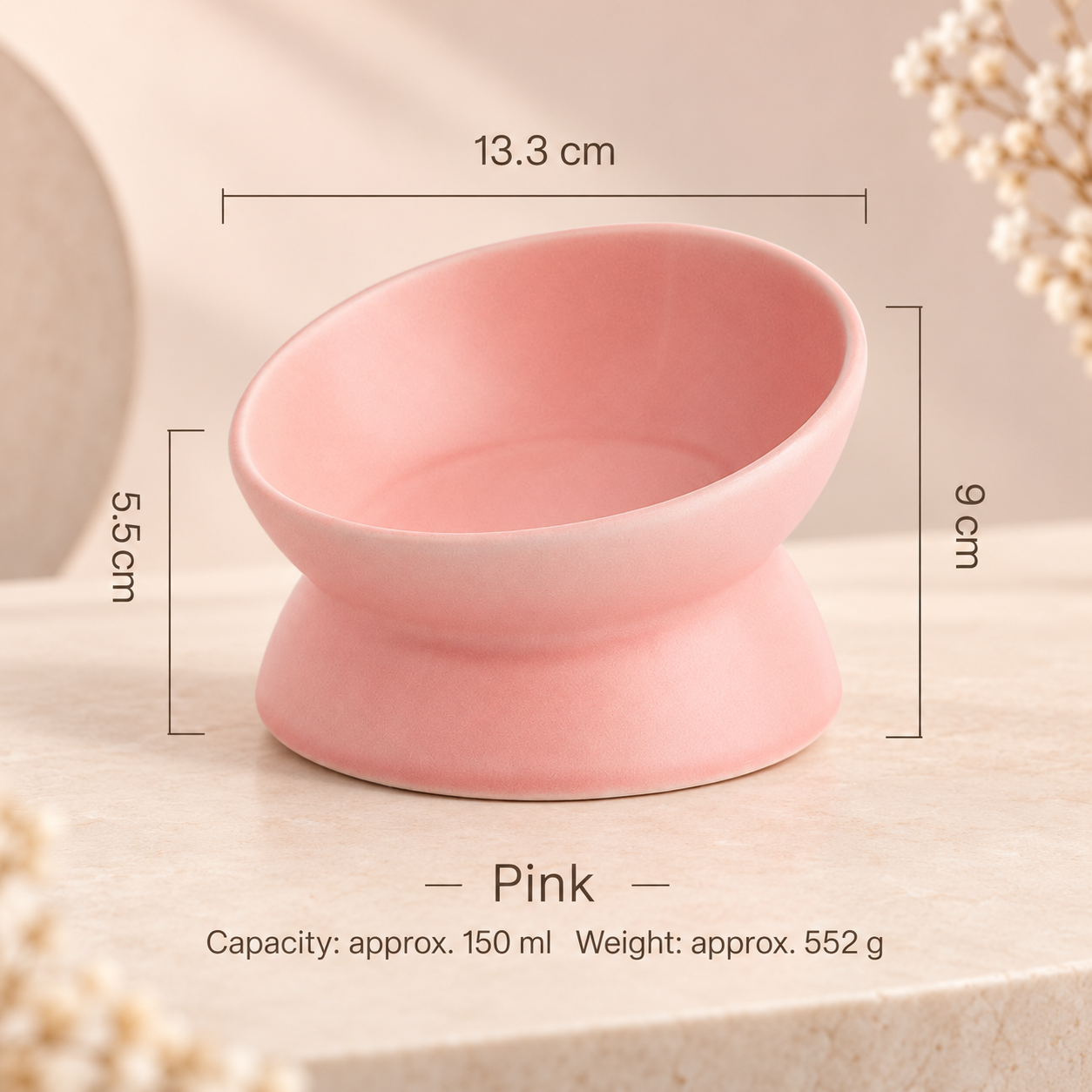 Elevated Ceramic Cat & Dog Bowl | Tilted Raised Neck Protection Pet Food Feeder 4f4986e512ad4e0e8b71b4bf0136523b