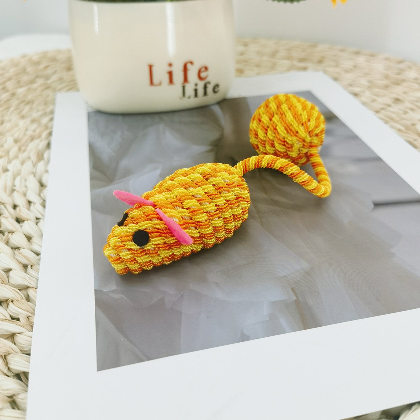 Interactive Color-Changing Woven Mouse Cat Toy | Rattling Sand Sound Solo Play Toy with Plush Ball Tail for Indoor Cats O1CN01cNo5wh1ljBP6JQg56 2211743354854 0 Cib