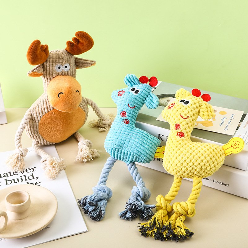 Corn Fleece Squeaky Pet Plush Toy with Cotton Rope | Bite-Resistant Dental Molar Cleaner & Interactive Chew Toy for Dogs & Cats O1CN01nLQhc41ljBKbEuS2h 2211743354854 0 Cib
