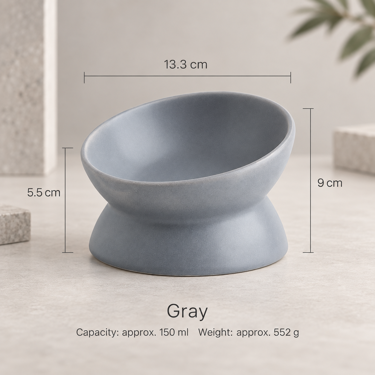 Elevated Ceramic Cat & Dog Bowl | Tilted Raised Neck Protection Pet Food Feeder Da42638f439144bcbaa7b4bf01365208