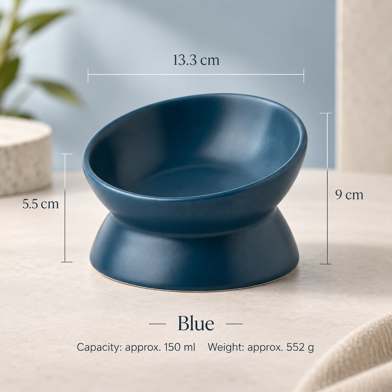 Elevated Ceramic Cat & Dog Bowl | Tilted Raised Neck Protection Pet Food Feeder F9045a761d6f4e44b0b6b4bf0136578b